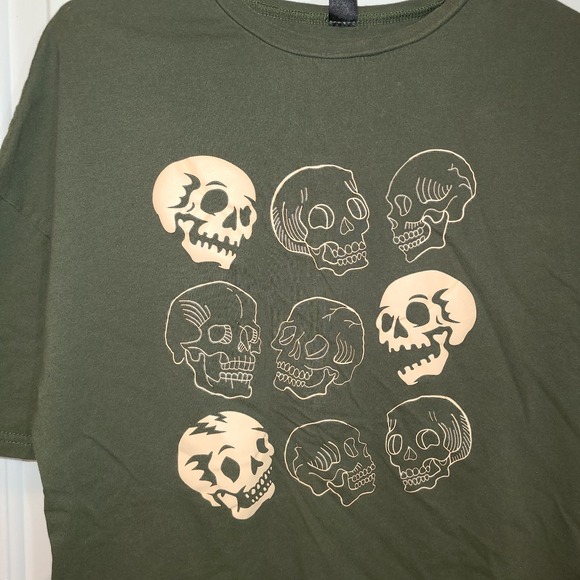 Gravity Trading Other - Nine Skulls Tee Skull Graphic Skater Dark Academia Olive Green and Beige Small